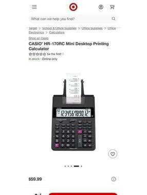 New Casio HR-170RC Mini Desktop Printing Calculator